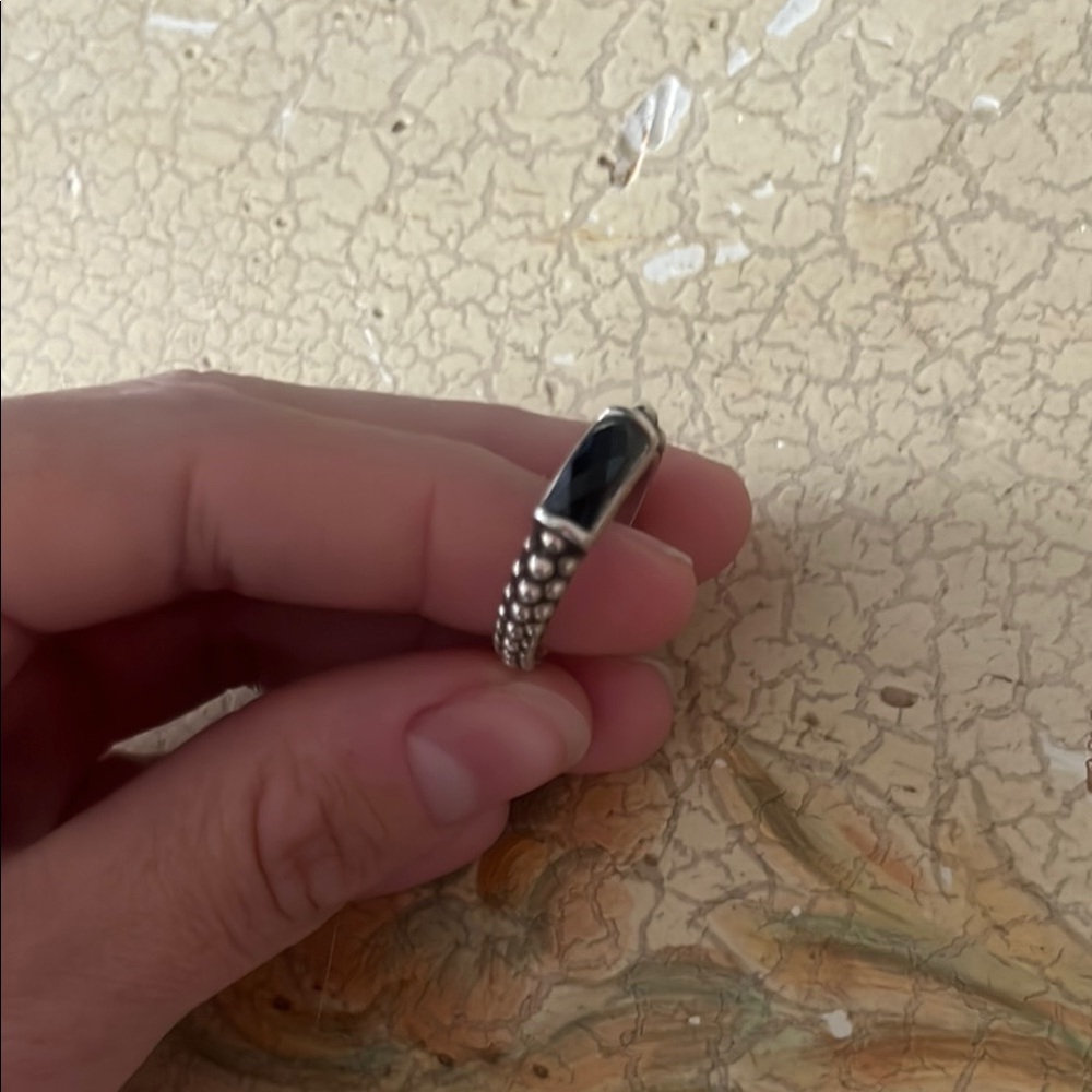 Lagos Obsidian Silver Ring with Caviar